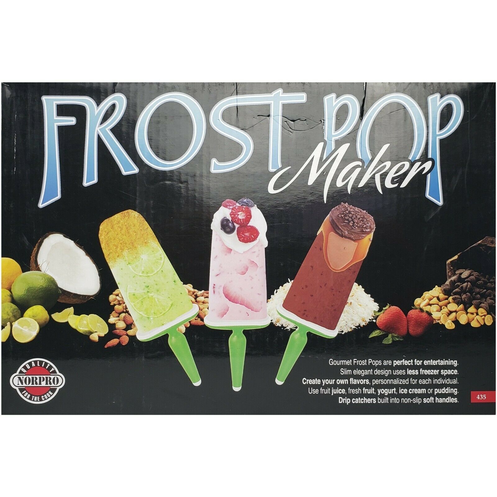 Norpro 435 Frost Pop Maker 8 Count Popsicle Mold Freeze Juice Fruit - Fresh Stock Dated February 2026