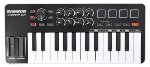 Samson Graphite M25 25-Key USB MIDI DJ Keyboard Controller+Pair Studio Monitors - Fresh Stock Dated December 2025