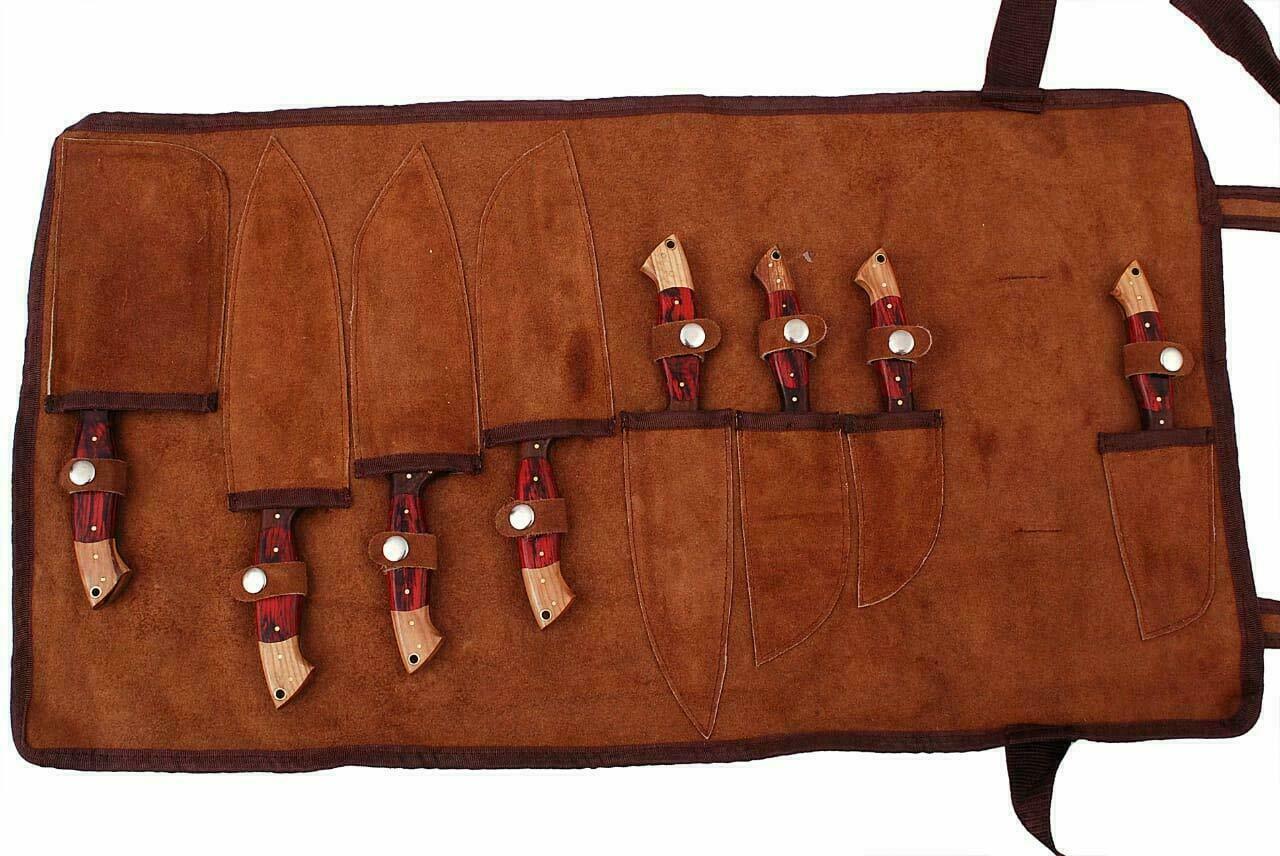 Custom Made Damascus Steel 8 Pcs of Professional Utility Chef Kitchen Knife Set - Fresh Stock Dated January 2026