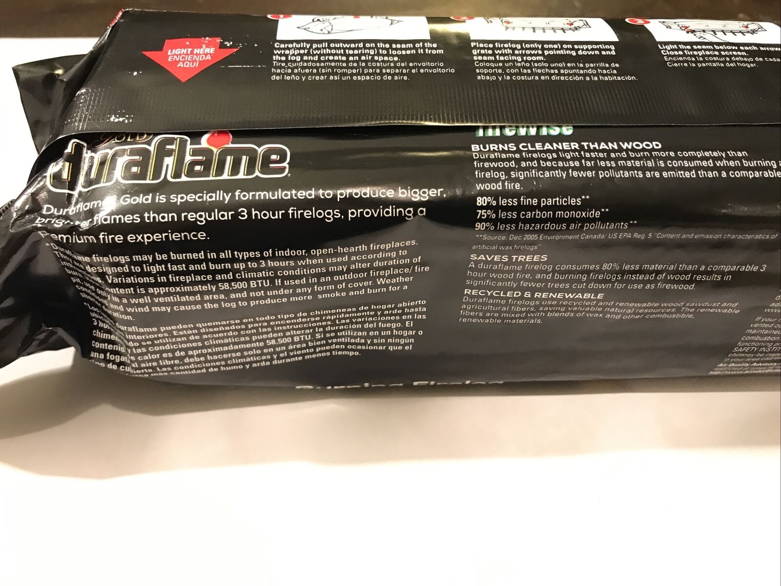 Duraflame Gold  3-hr Firelog LIGHTS In LESS THAN 5 MINUTES-SINGLE - Fresh Stock Dated January 2026