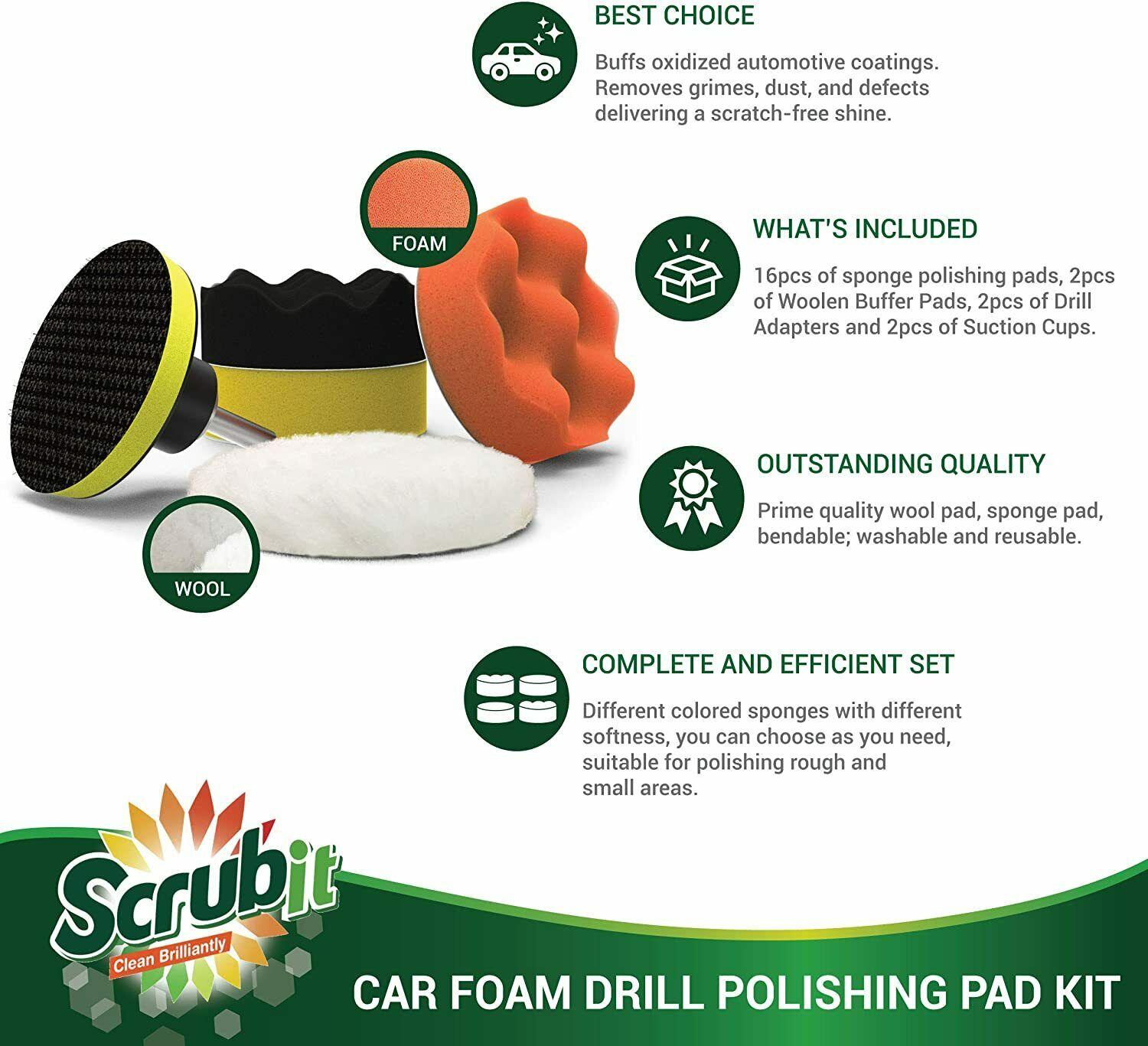 Pulidora de autos para brillar carro mini de 3 inches adaptador pa taladro 22pcs - Fresh Stock Dated February 2026