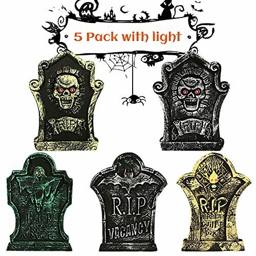 Halloween Foam Tombstones 5 PCS, Halloween Yard Decorations, Lightweight - Fresh Stock Dated January 2026