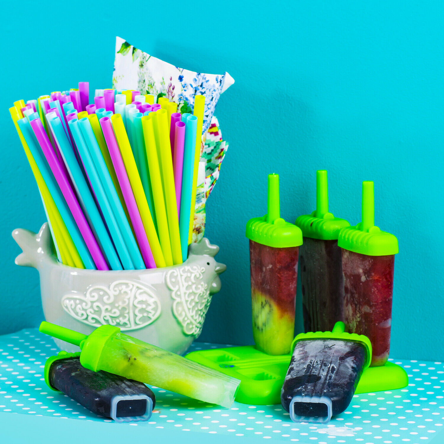 Ice Pop Maker Popsicle Mold Set with Tray and Drip Guard Green Pack of 6 - Fresh Stock Dated February 2026