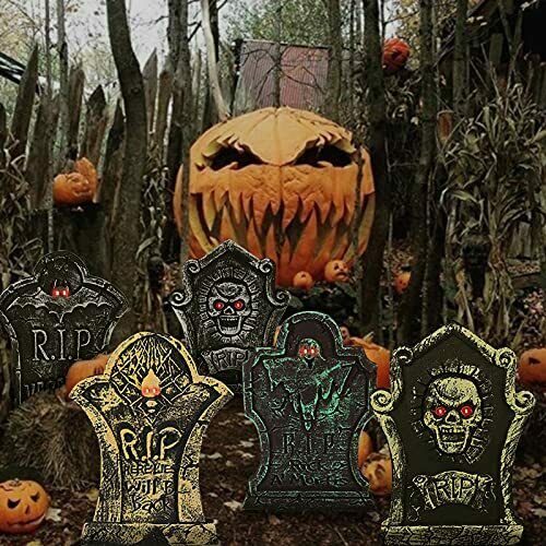 Halloween Foam Tombstones 5 PCS, Halloween Yard Decorations, Lightweight - Fresh Stock Dated January 2026