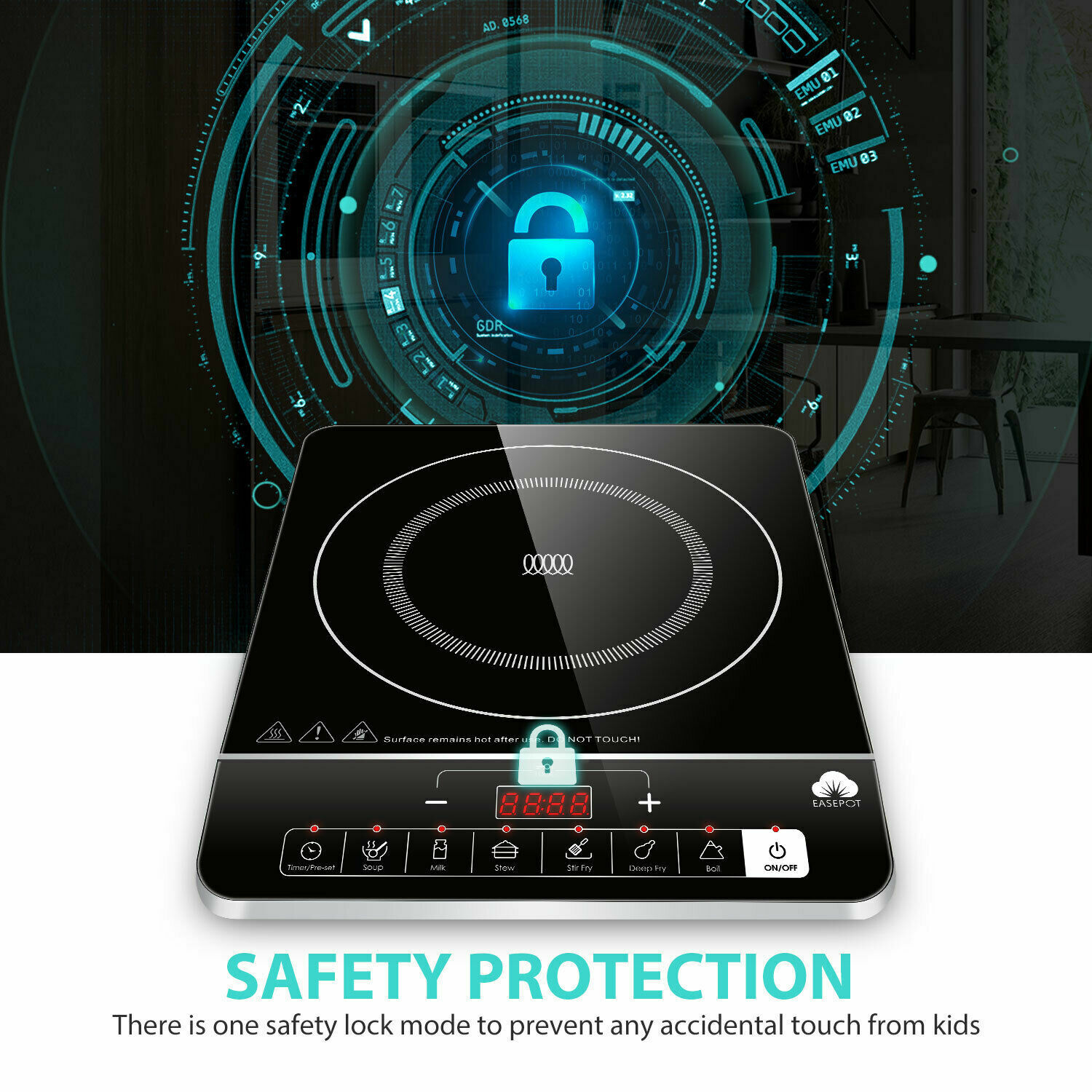 Electric Single Induction Cooker Portable Cooktop Burner 1800W Digital Hot Plate - Fresh Stock Dated February 2026