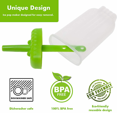 Popsicle Molds 6 Ice Pop Mold Reusable Ice Cream Maker Set with Funnel Brush - Fresh Stock Dated January 2026