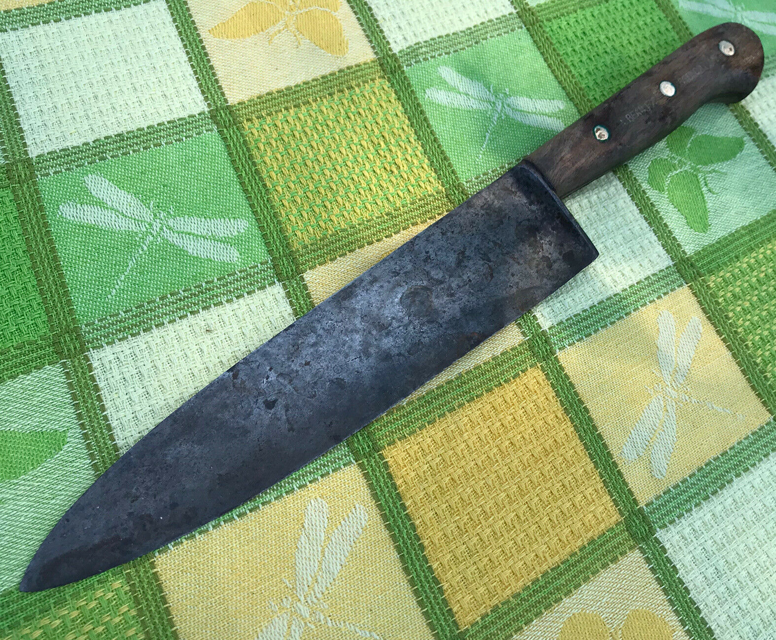 Vintage LL Bean Chef's Knife 8.5” Carbon Steel Blade Wooden Handle - Fresh Stock Dated January 2026