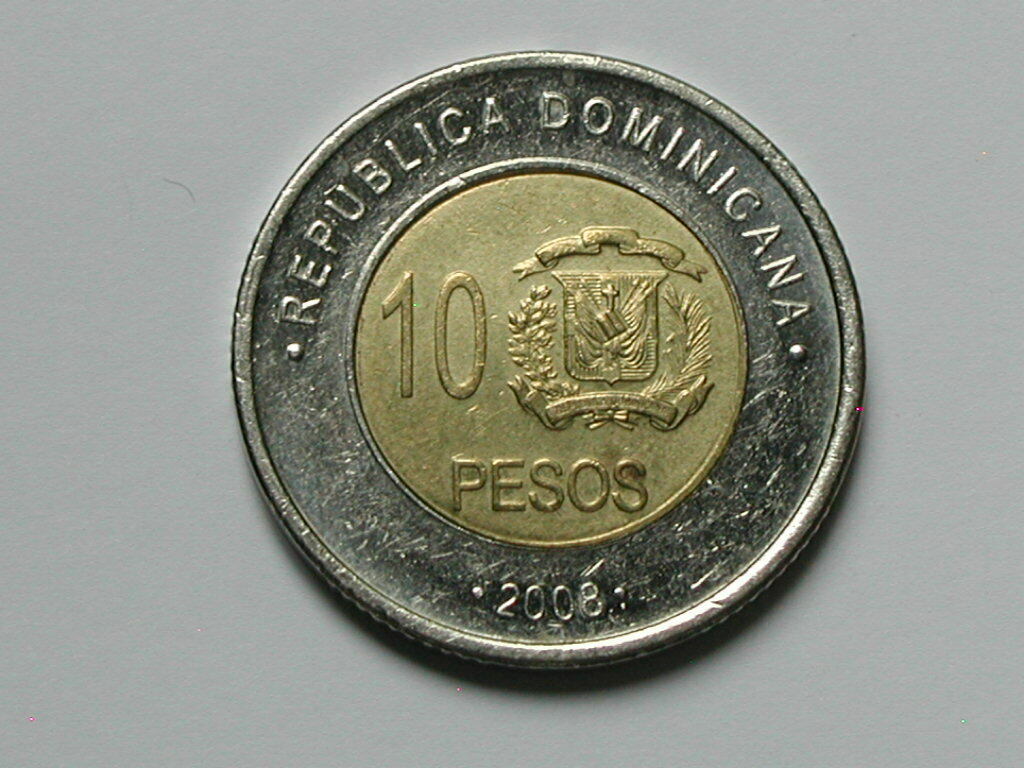 Dominican Republic 2008 10 PESOS Bimetallic Coin & Independence War Hero Mella - Fresh Stock Dated December 2025