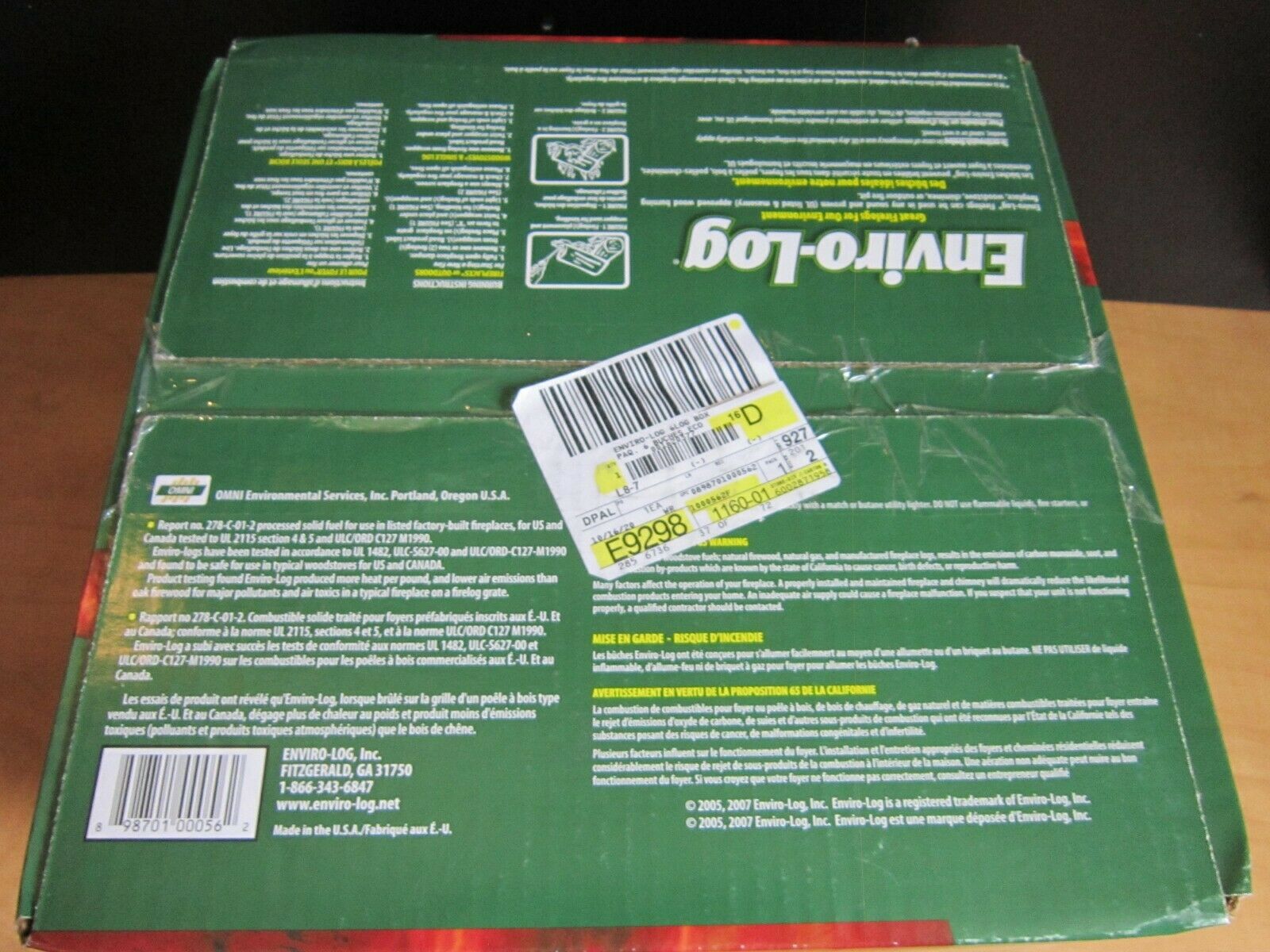 Box/ 6 Enviro Log Earth Friendly Fires 100% Recycled Material Burns 3 Hours 5lb - Fresh Stock Dated December 2025