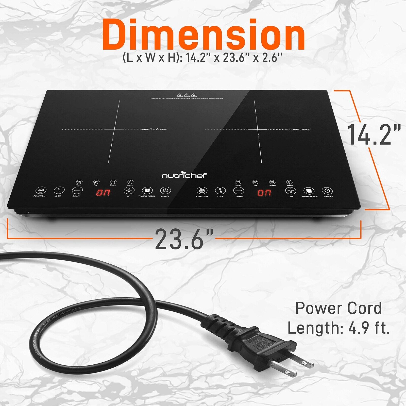 NutriChef Portable Double Induction Cooktop Digital Ceramic Dual Burner PKSTIND4 - Fresh Stock Dated February 2026