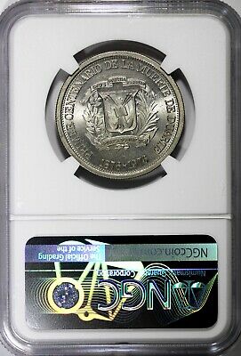DOMINICAN REPUBLIC PROOF 1976 1/2 Peso NGC MS65 Juan Pablo Duarte KM# 44 (017) - Fresh Stock Dated December 2025