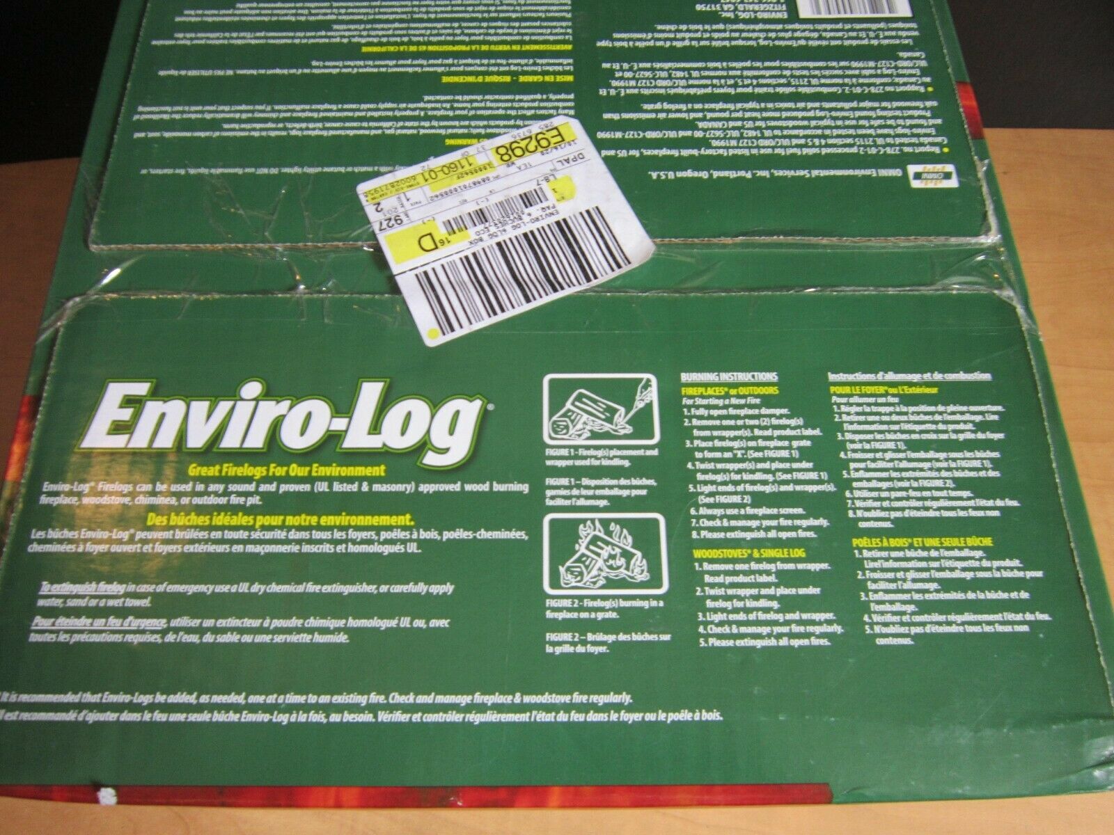 Box/ 6 Enviro Log Earth Friendly Fires 100% Recycled Material Burns 3 Hours 5lb - Fresh Stock Dated December 2025