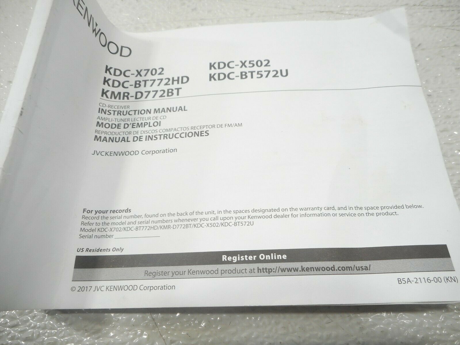 Kenwood KDC-BT772HD DIN CD Car Stereo Receiver with Bluetooth and HD-Radi. - Fresh Stock Dated December 2025