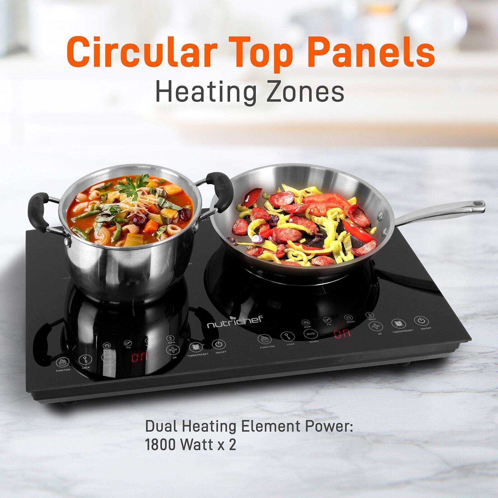 NutriChef Portable Double Induction Cooktop Digital Ceramic Dual Burner PKSTIND4 - Fresh Stock Dated February 2026