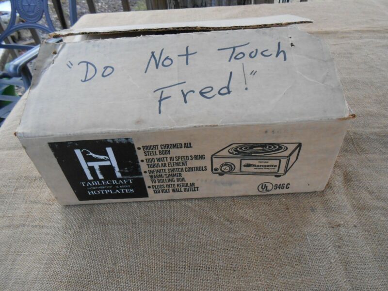 Vtg  Tablecraft Rangette 1 Burner Portable Electric Hotplate Model 110 -A -CUl - Fresh Stock Dated February 2026