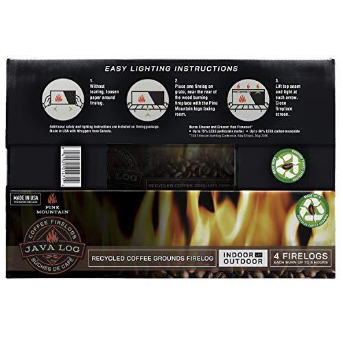 , Indoor &  Java Recycled Coffee Grounds Hour Time, 4 Logs (4152501471) 4 Count - Fresh Stock Dated January 2026
