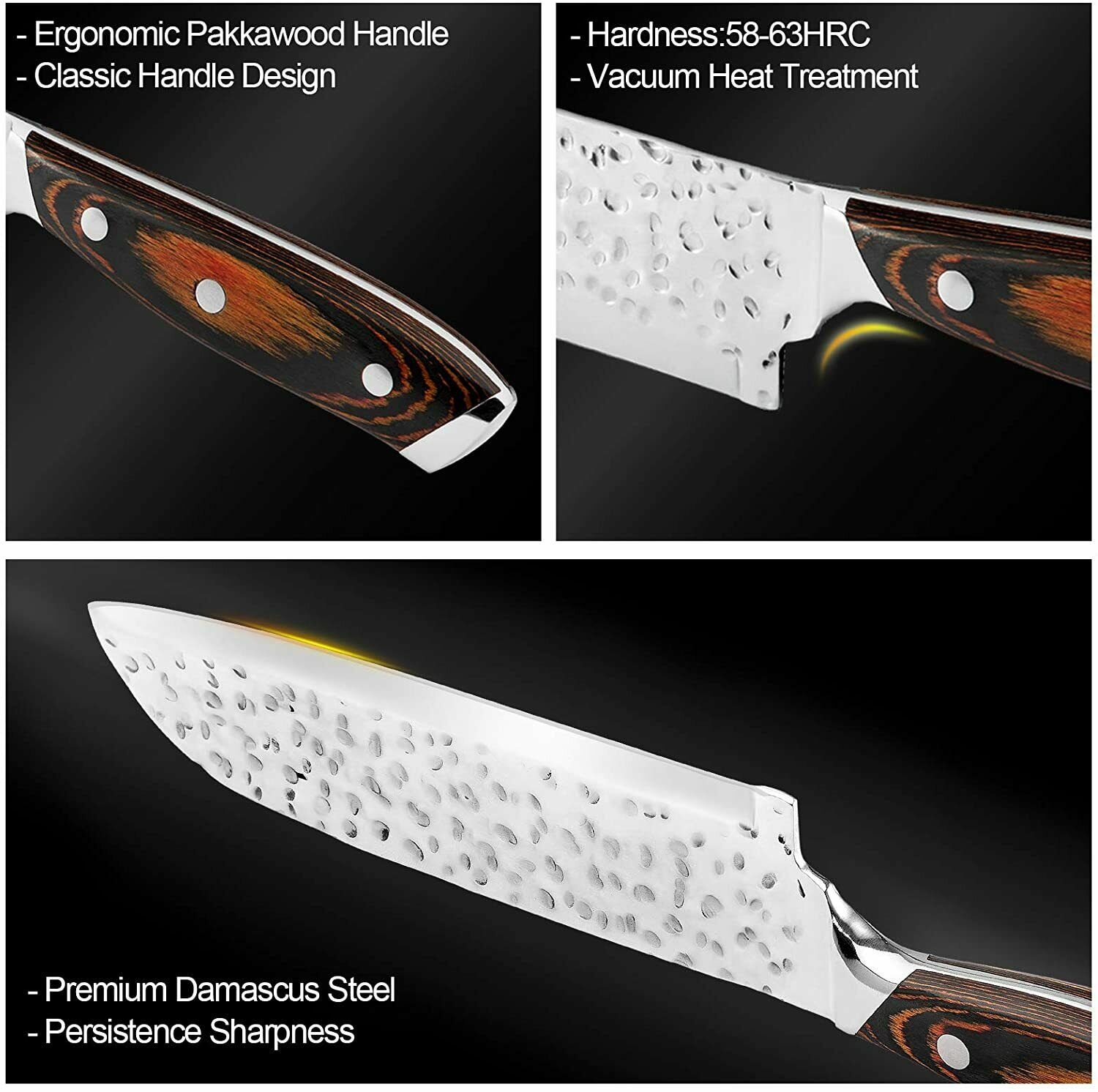 Kitchen Chef Knife Sharp Santoku Knife Stainless Steel Japanese Pakkawood Handle - Fresh Stock Dated January 2026