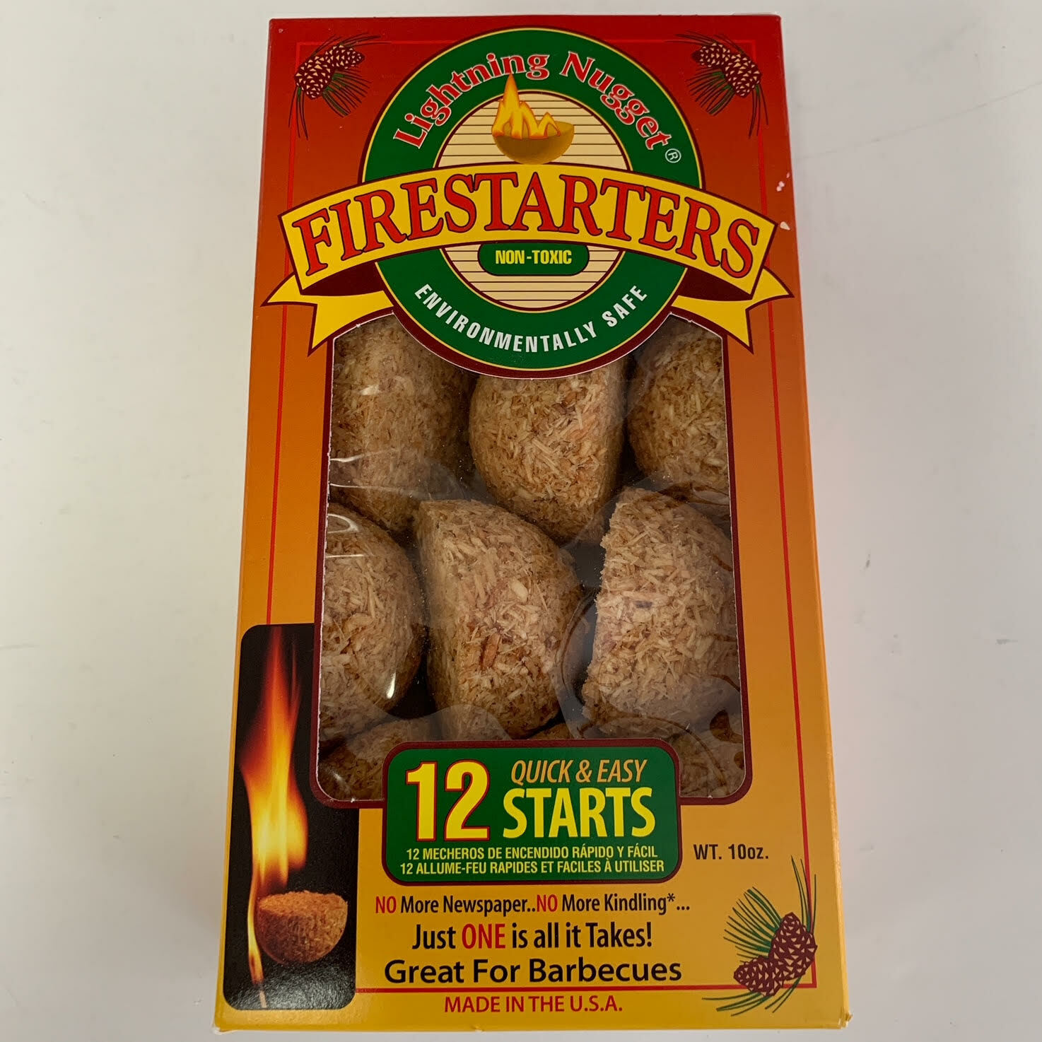 FireStarters Lightning Nugget Natural Pine Two 12 Packs Environmentally Safe - Fresh Stock Dated January 2026