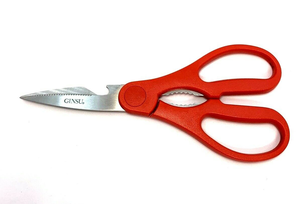 GINSU Kiso Premium Kitchen Shears Red Dishwasher Safe Stainless Steel Scissors - Fresh Stock Dated January 2026