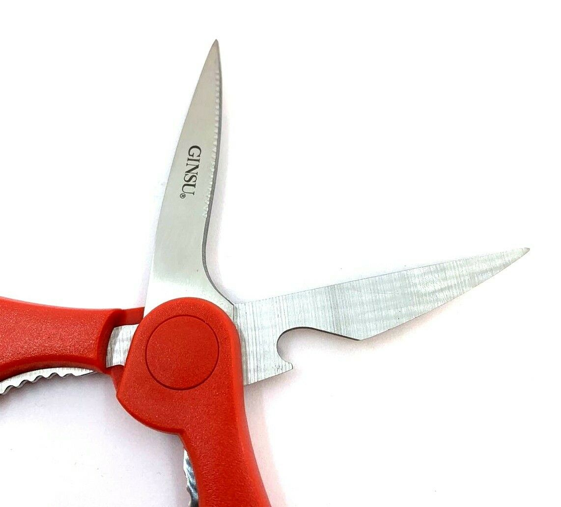 GINSU Kiso Premium Kitchen Shears Red Dishwasher Safe Stainless Steel Scissors - Fresh Stock Dated January 2026