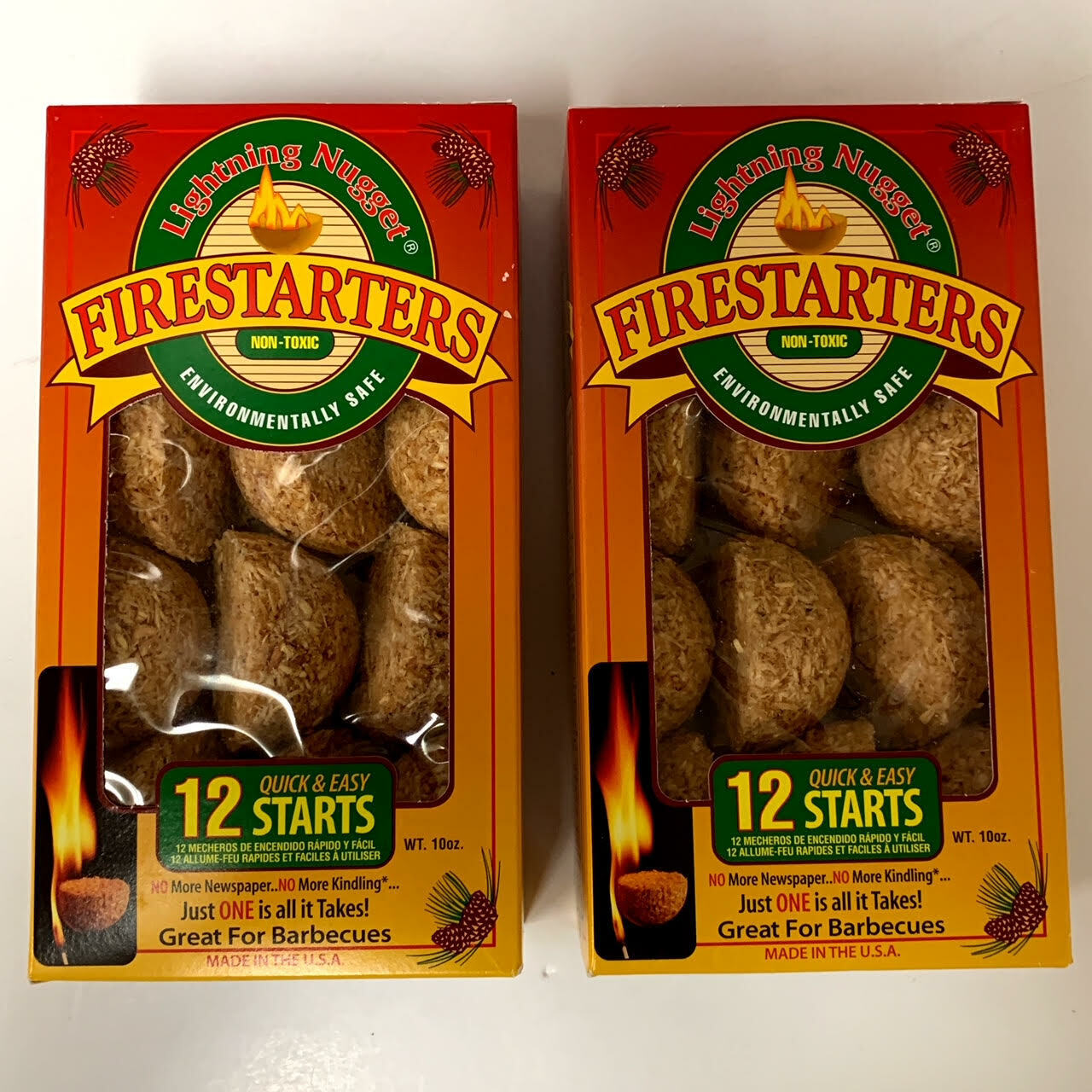 FireStarters Lightning Nugget Natural Pine Two 12 Packs Environmentally Safe - Fresh Stock Dated January 2026
