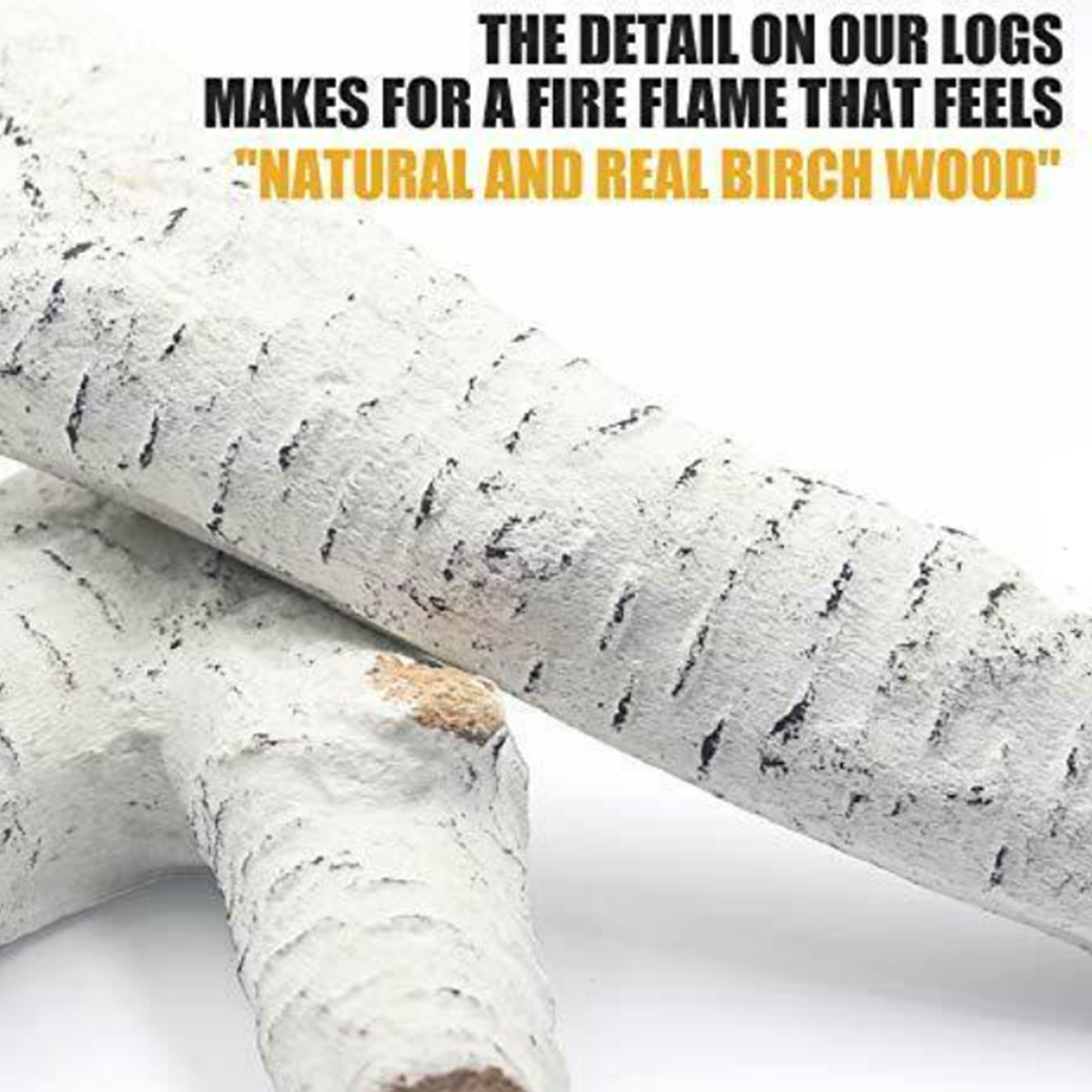 6 Pcs Decorative Realistic Flame Ceramic Wood Fireplace Logs Birch Firepits Log - Fresh Stock Dated January 2026