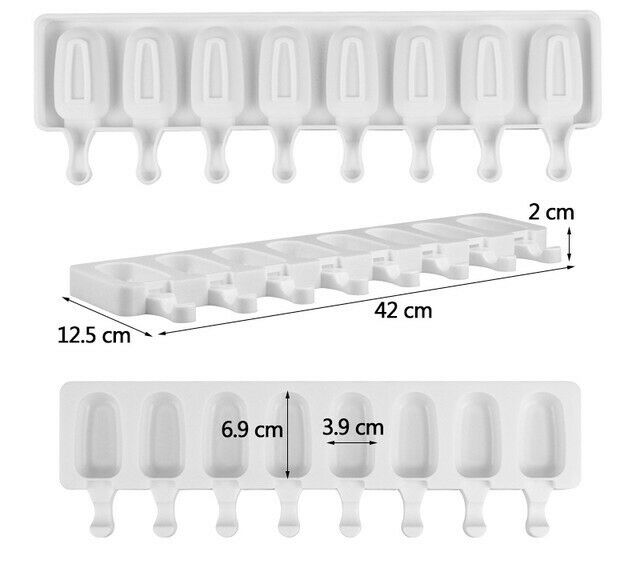 8 Cavity Ice Cream Cake  Mold Popsicle Silicone Molds DIY Homemade Fruit - Fresh Stock Dated February 2026