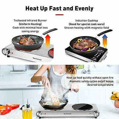 1800W Electric Hot Plate, Countertop Stove Infrared Ceramic Double burner - Fresh Stock Dated February 2026
