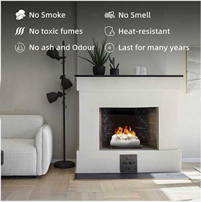 6 Pcs Decorative Realistic Flame Ceramic Wood Fireplace Logs Birch Firepits Log - Fresh Stock Dated January 2026