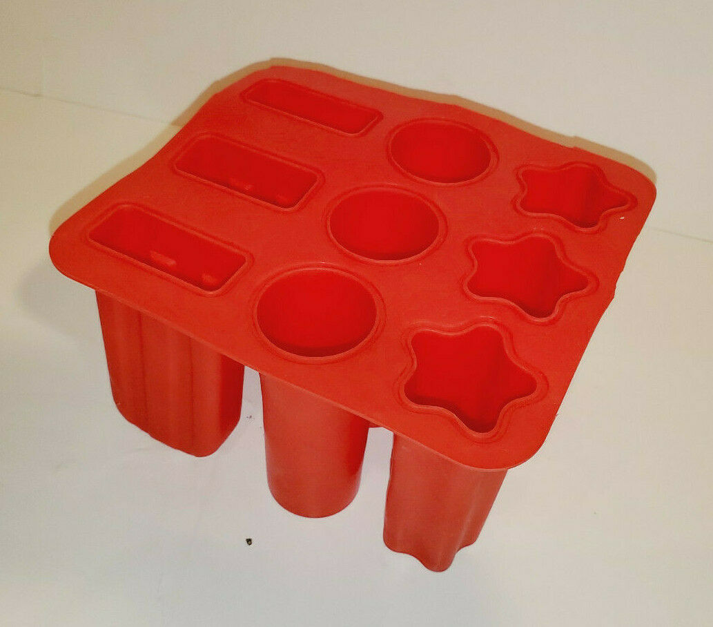 RED FLEXIBLE SILICONE FROZEN TREAT ICE POP SHAPED ICE TUBES POPSICLE MAKER MOLD - Fresh Stock Dated February 2026