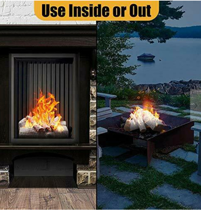 6 Pcs Decorative Realistic Flame Ceramic Wood Fireplace Logs Birch Firepits Log - Fresh Stock Dated January 2026