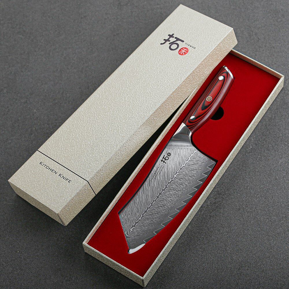 TURWHO 7inch Cleaver Knife 67-Layer Japanese VG10 Damascus Steel Kitchen Knife - Fresh Stock Dated January 2026
