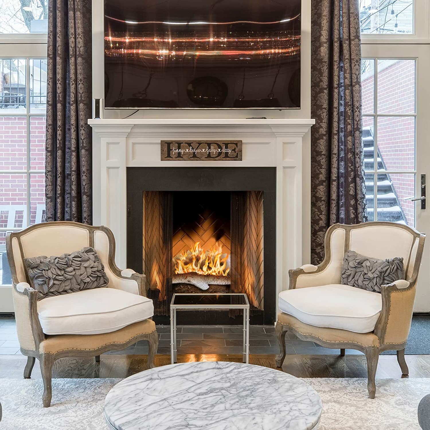 6 Pcs Decorative Realistic Flame Ceramic Wood Fireplace Logs Birch Firepits Log - Fresh Stock Dated January 2026