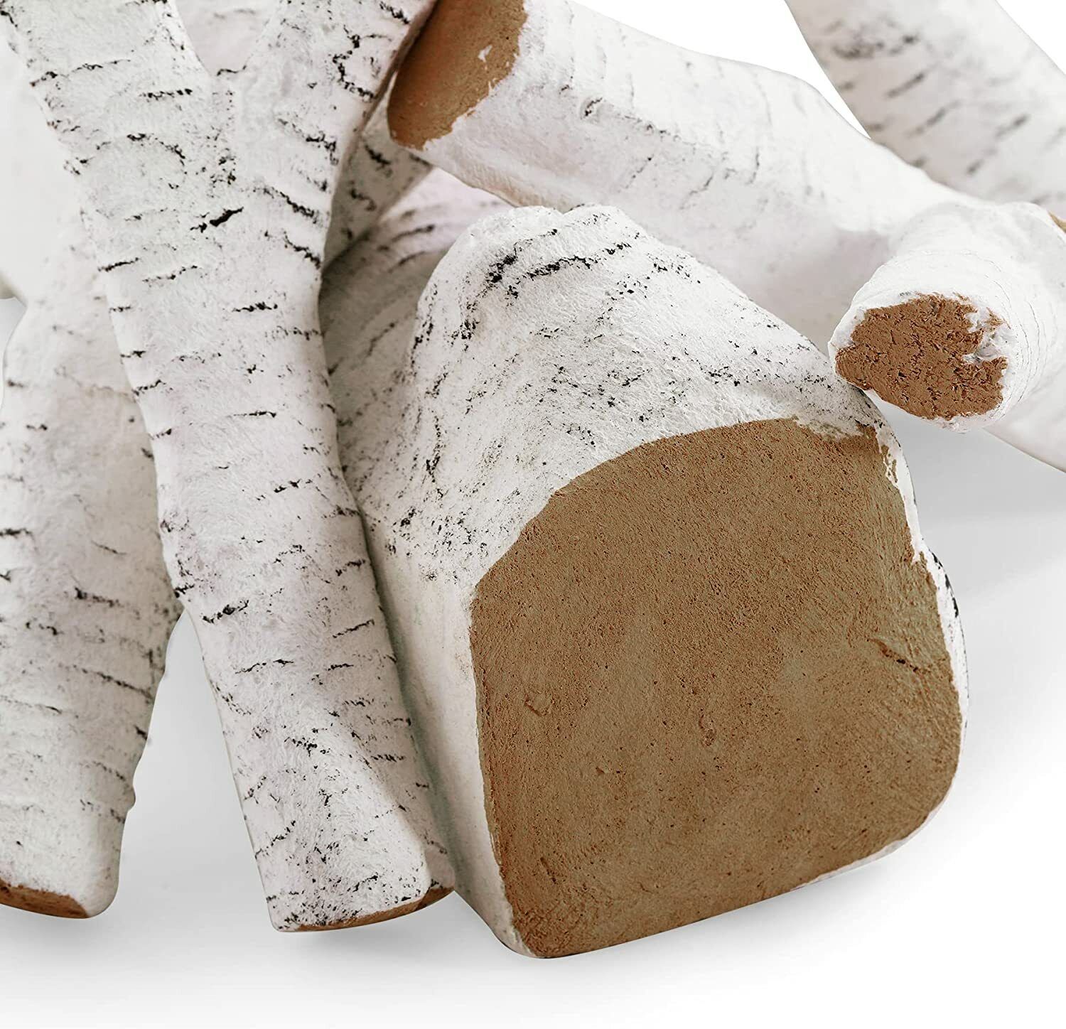 6 Pcs Decorative Realistic Flame Ceramic Wood Fireplace Logs Birch Firepits Log - Fresh Stock Dated January 2026