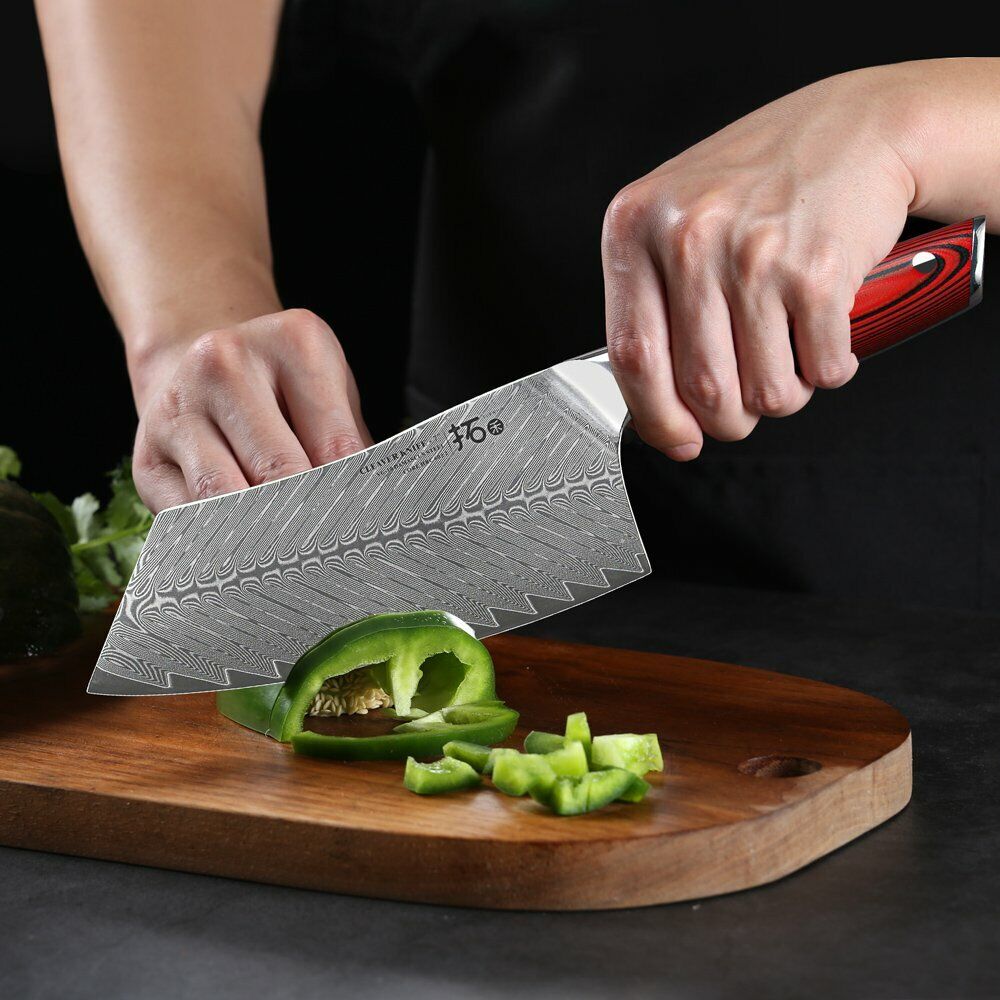 TURWHO 7inch Cleaver Knife 67-Layer Japanese VG10 Damascus Steel Kitchen Knife - Fresh Stock Dated January 2026
