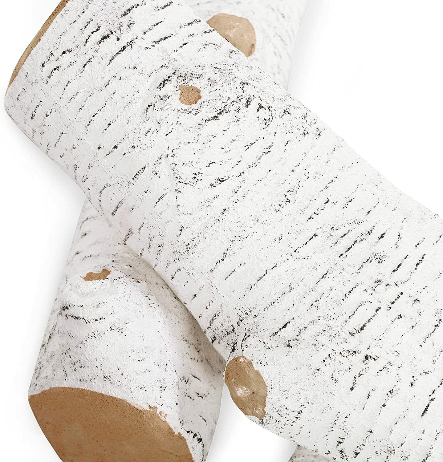 6 Pcs Decorative Realistic Flame Ceramic Wood Fireplace Logs Birch Firepits Log - Fresh Stock Dated January 2026