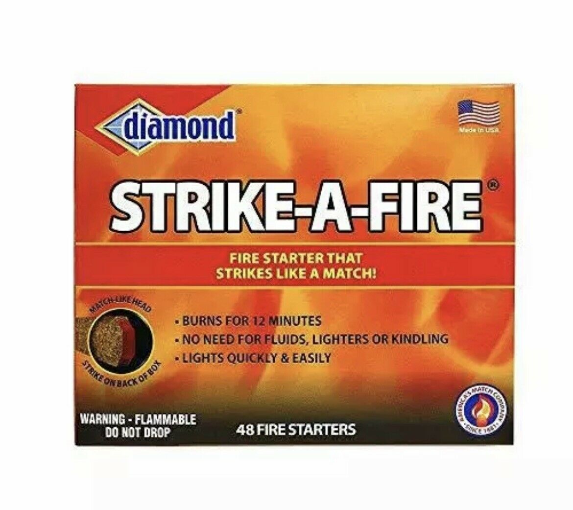 Diamond  48-Pack Strike-A-Fire Starter Match Sticks Firestarter Log Long Burn - Fresh Stock Dated January 2026