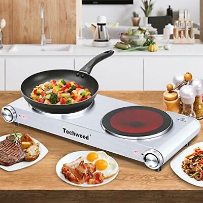 1800W Electric Hot Plate, Countertop Stove Infrared Ceramic Double burner - Fresh Stock Dated February 2026