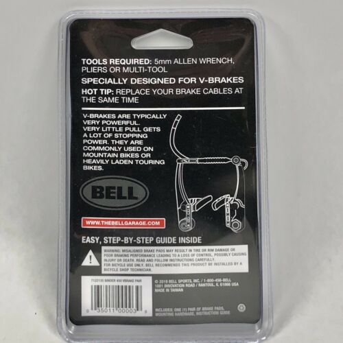 Premium Replacement V-Brake Pads Bell Sports Binder 450, Black - Fresh Stock Dated December 2025