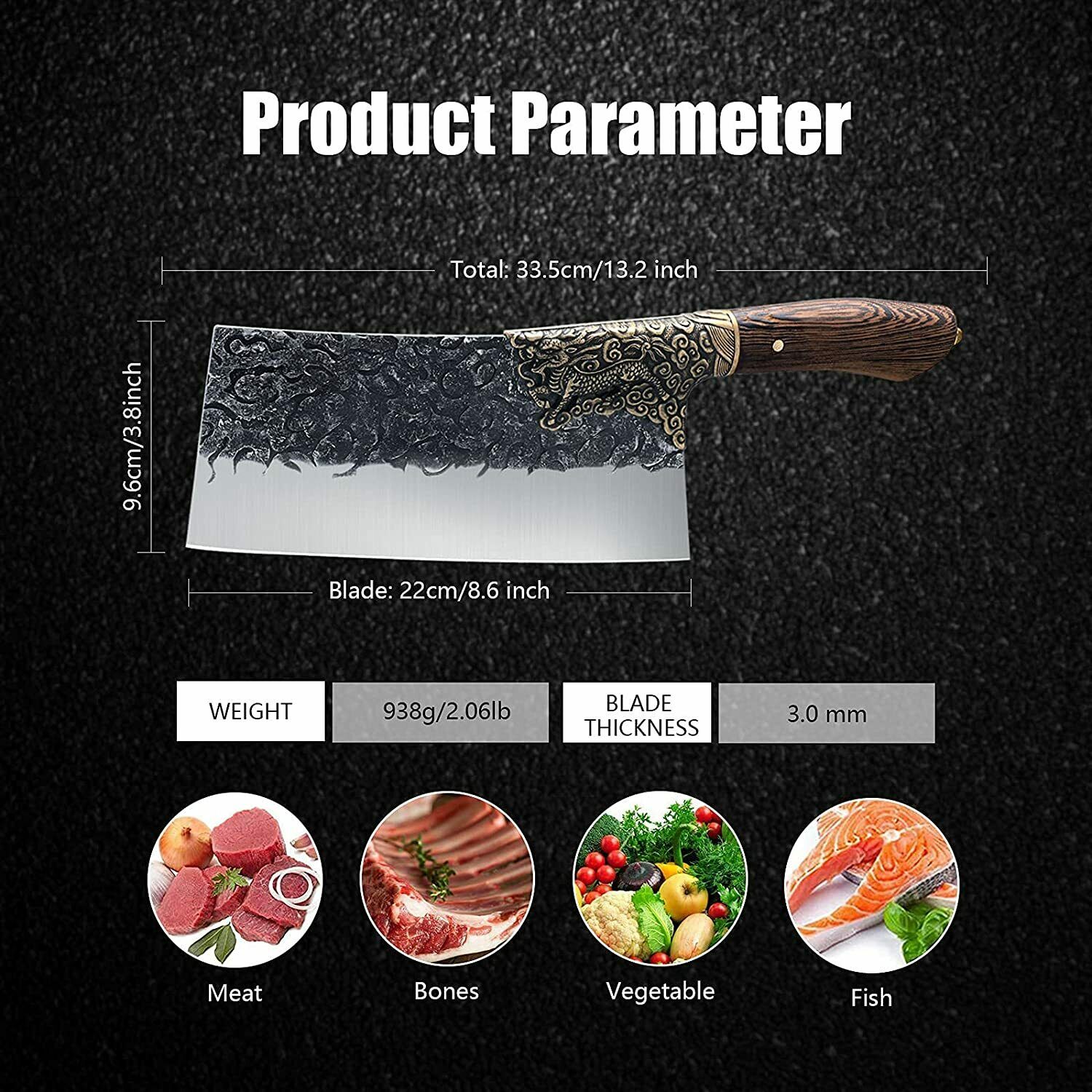 Kitchen Knife  Stainless Steel Chef Professional Cleaver Butcher Sharp Knives - Fresh Stock Dated January 2026