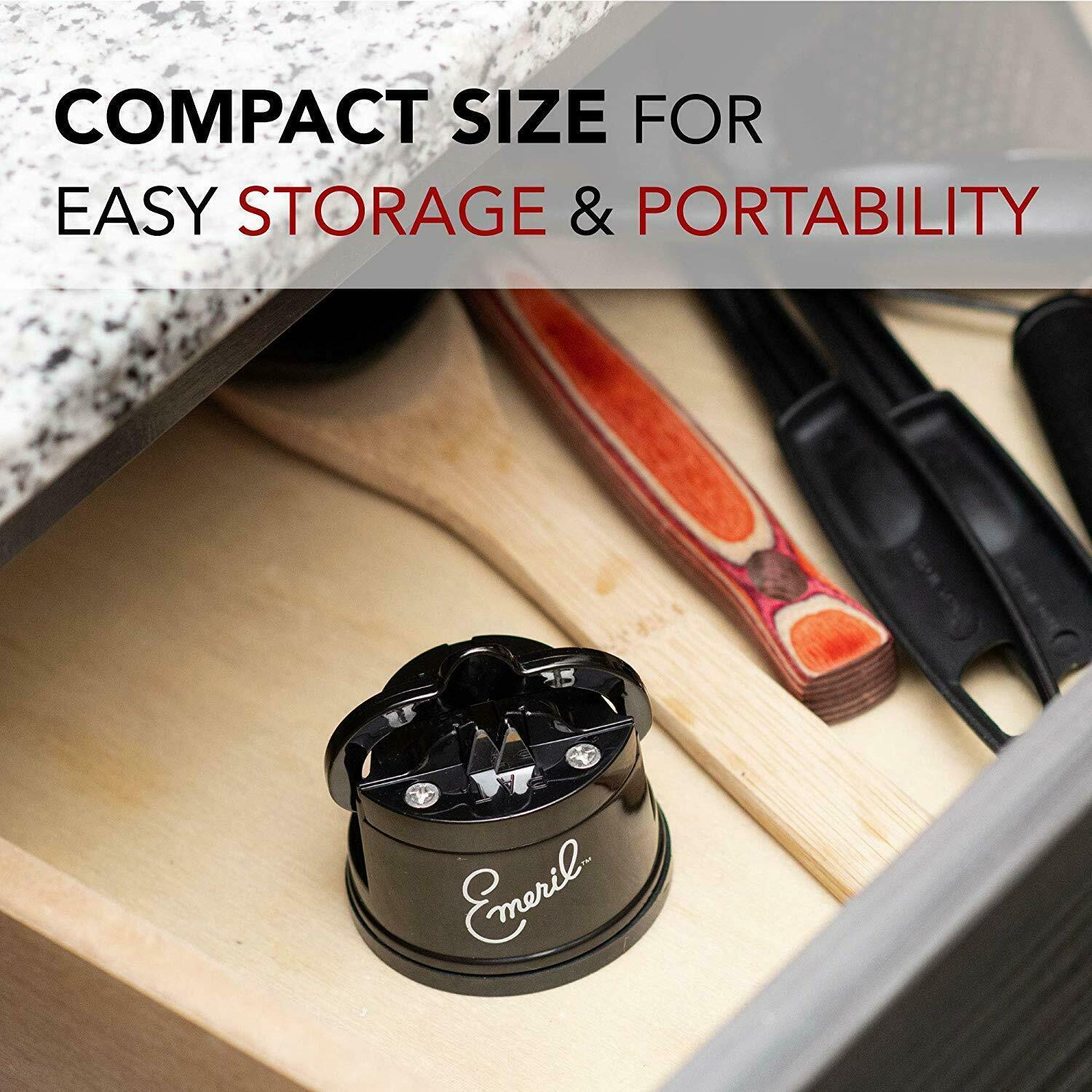 Emeril Lagasse 3-Piece Stainless Steel Kitchen Knife Set with Sharpener (Black) - Fresh Stock Dated February 2026