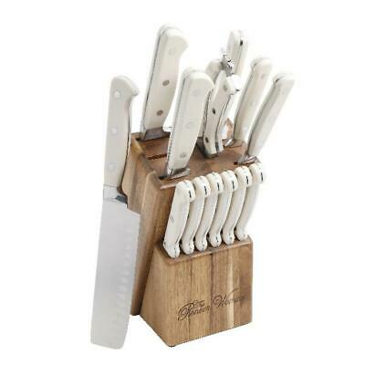 14 Piece Forged Cutlery Wooden Block Set Storage Looks Great Added Kitchen Tools - Fresh Stock Dated January 2026