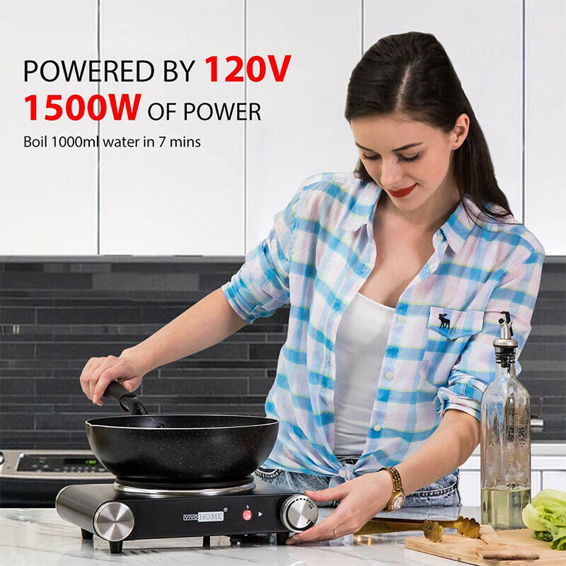 VIVOHOME 1500W Portable Electric Burner Single Hot Plate Adjustable Temperature - Fresh Stock Dated February 2026