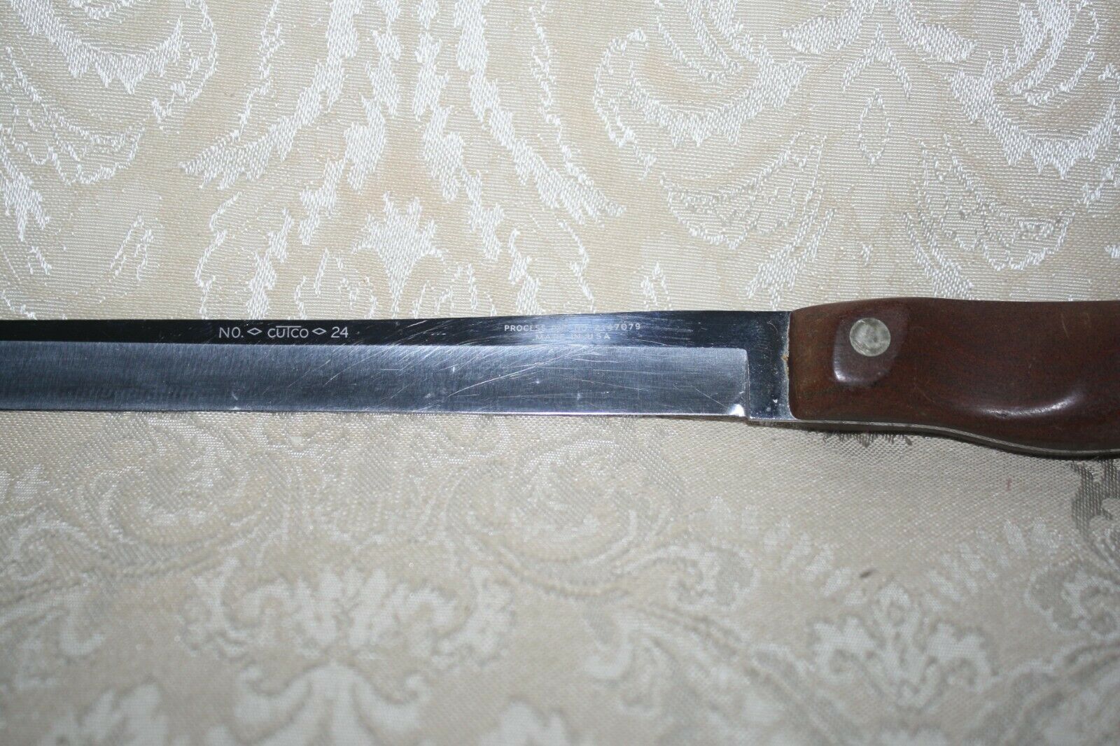 Vintage CUTCO Bread Slicing KNIFE No 24 Brown Handle 9.5