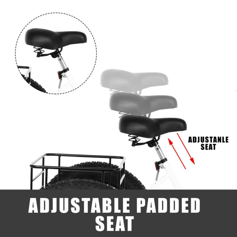 Adult Fat Tire Tricycle 20-inch Wheels And 7-speed Rear Cargo Basket - Fresh Stock Dated January 2026