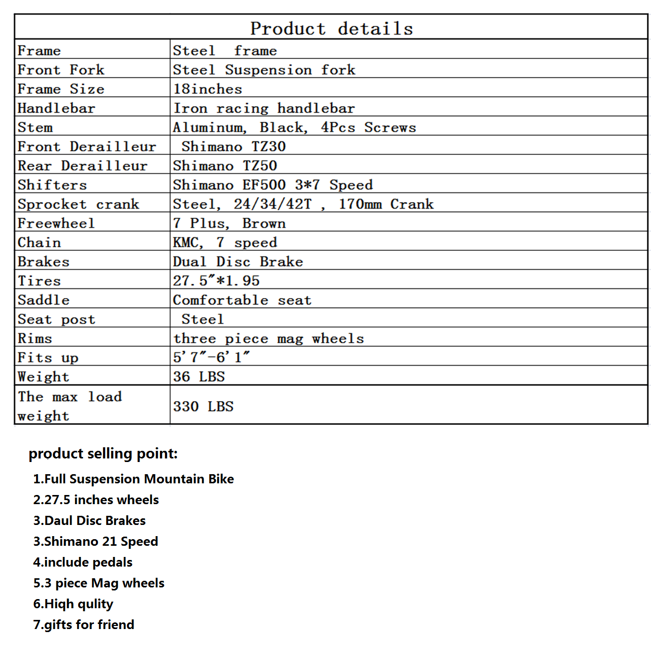 27.5” Full Suspension Mountain Bike 21 Speed Bicycle Mens Bikes Disc Brakes MTB - Fresh Stock Dated January 2026