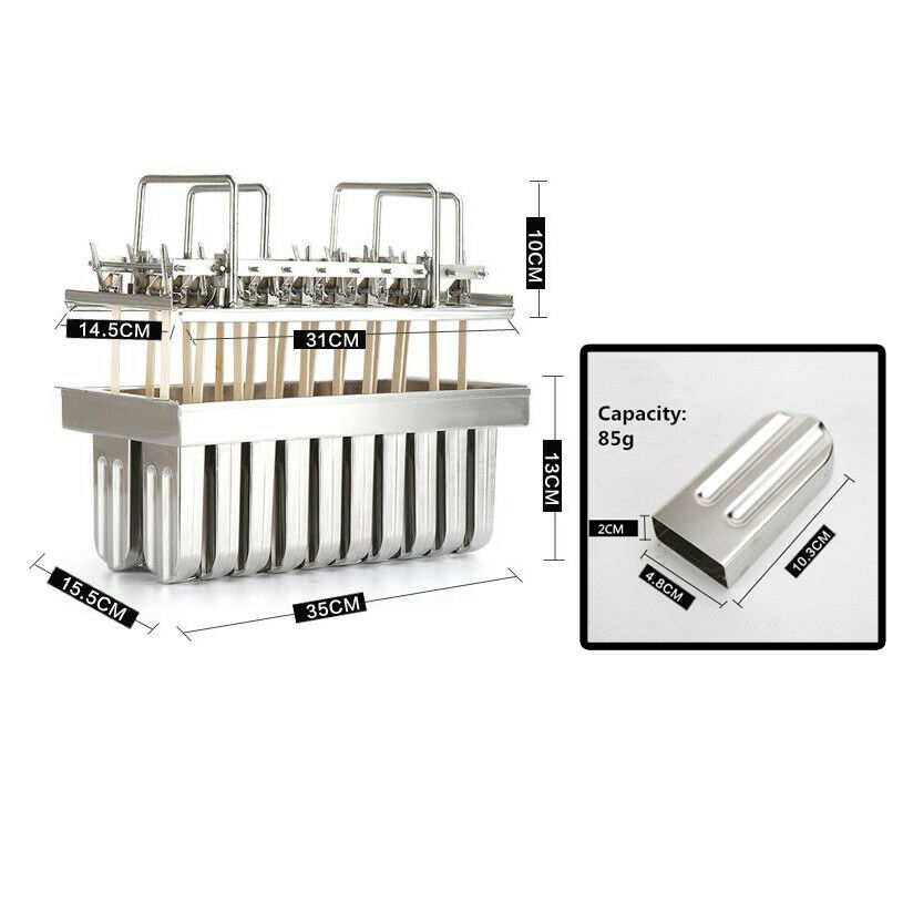 Ice Cream Bars  for Ice Quality 20pcs Stainless Steel Molds Lolly Popsicle021030 - Fresh Stock Dated February 2026
