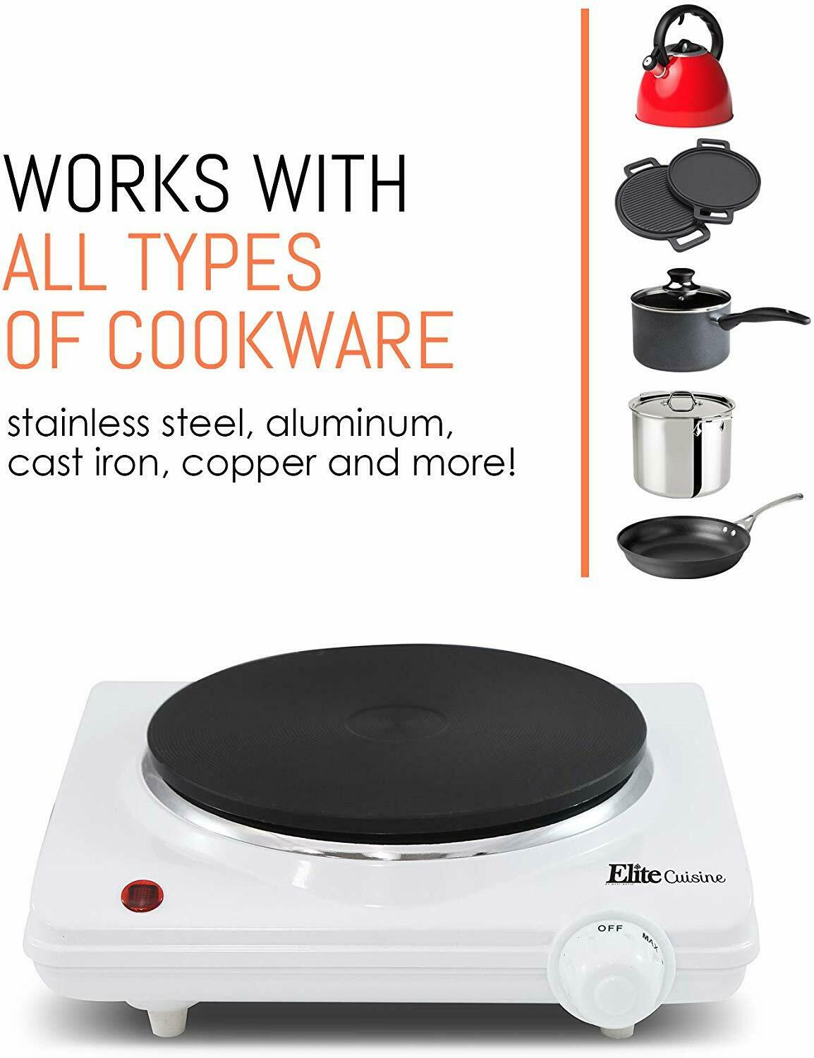 Portable Electric Stove Single Burner Travel Compact Small Hot Plate Dorm White - Fresh Stock Dated February 2026