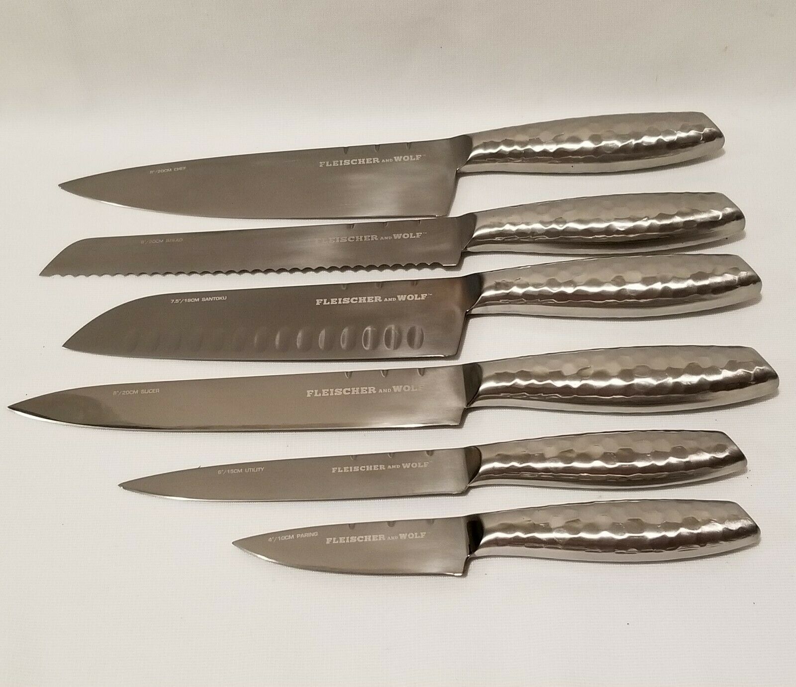 Fleischer And Wolf 7 Pc Seville Hammered Knife Set With Block New In Box - Fresh Stock Dated February 2026