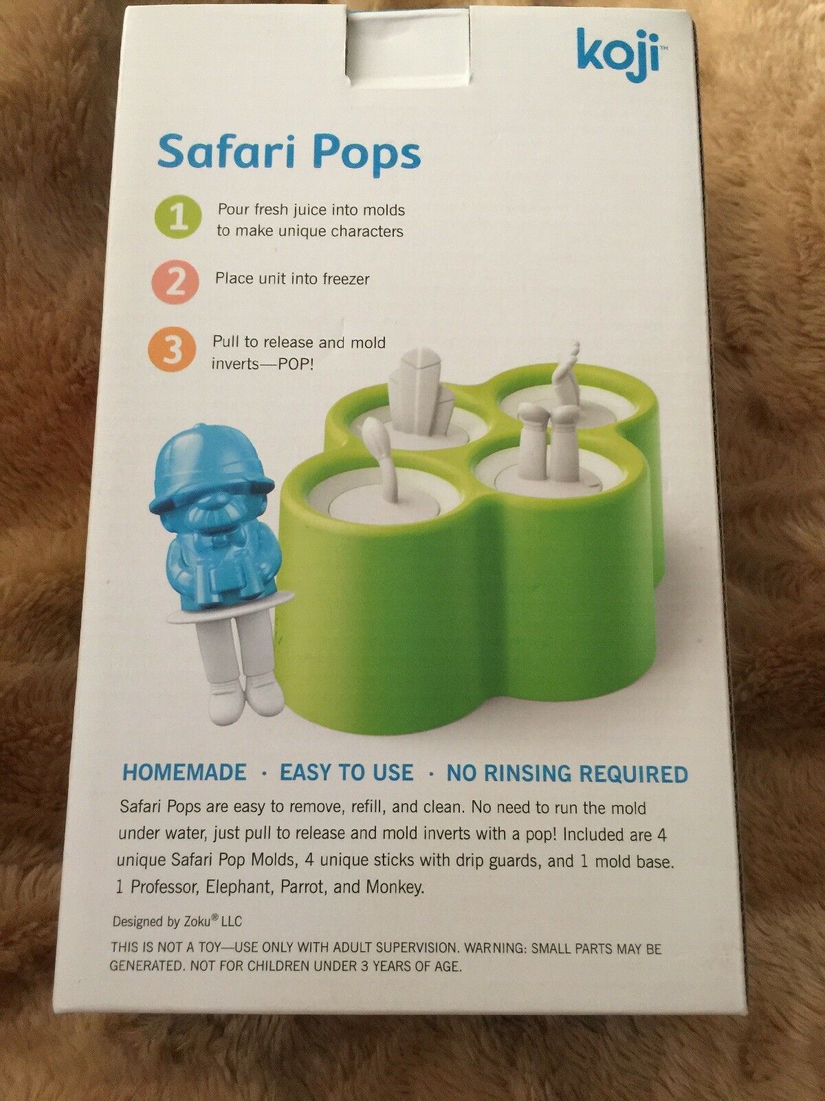 Safari Pops Silicone Molds Set Of 4- New KOJI - Fresh Stock Dated February 2026